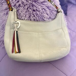 Brighton Barbados Hobo Bag Purse Handbag Cream white Leather Bag